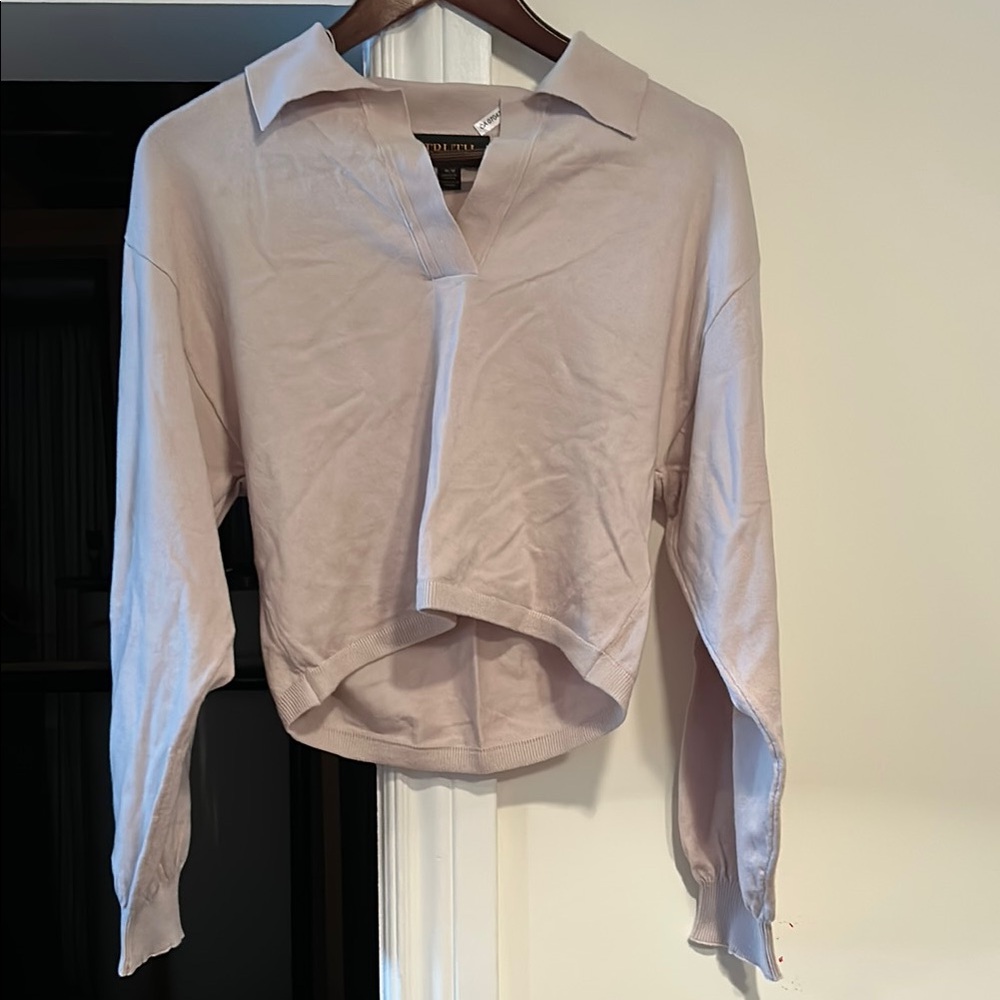 Truth Pink Boxy Crop Long Sleeve Blouse